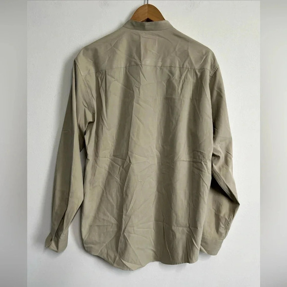 Alfani Men’s Medium Khaki Button Front Shirt Long Sleeve Minimalist Career‎ - Picture 3 of 12
